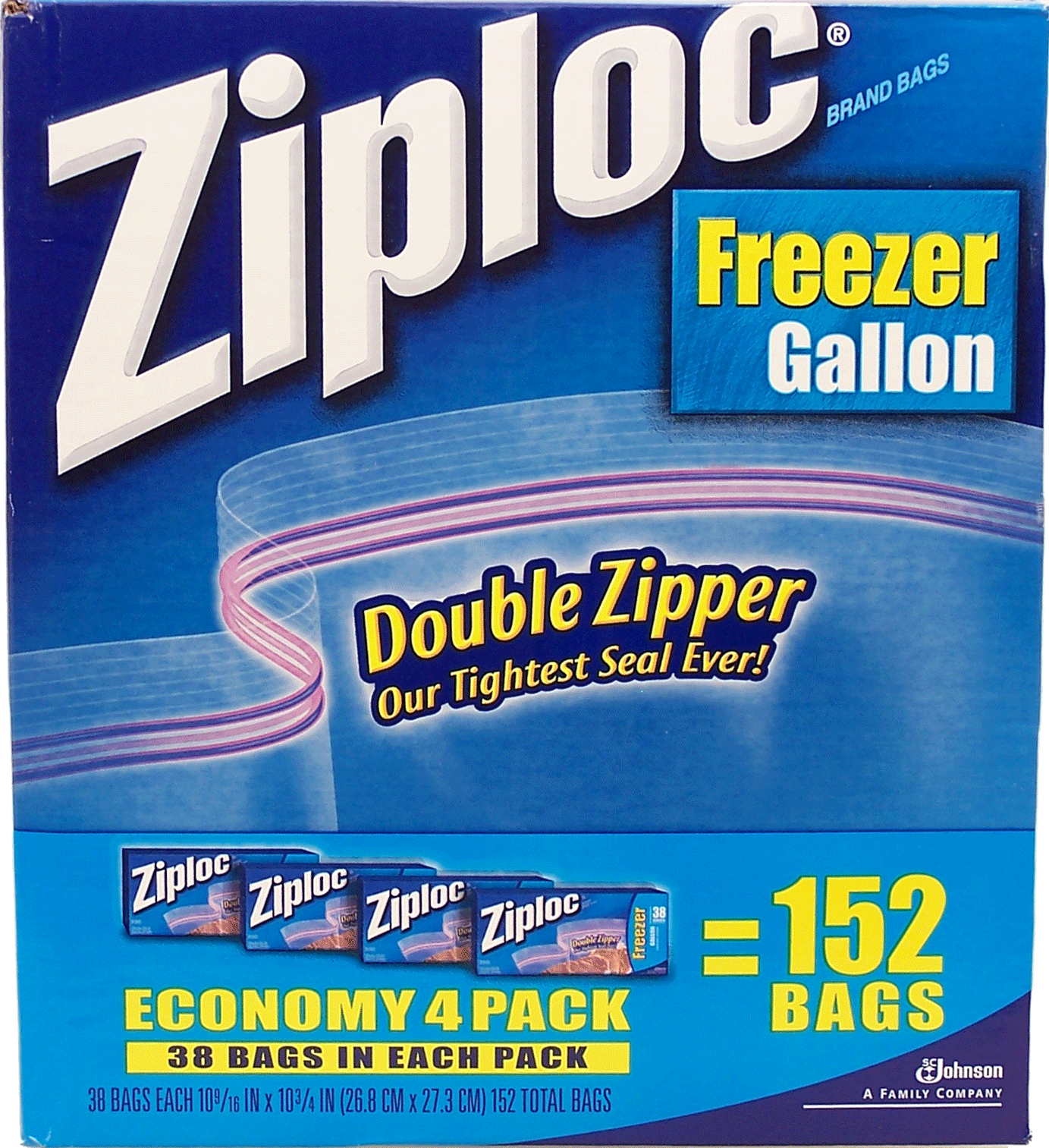 Ziploc  food storage bags, freezer, gallon, 4-pack Full-Size Picture